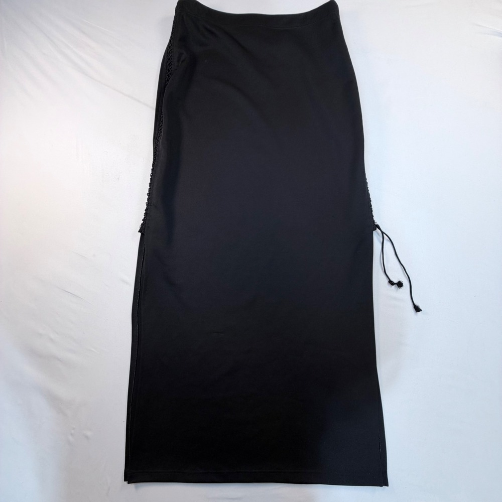 Step By Step USA Skirt Womens L Black Maxi High Side Slit Lace Up Made in USA